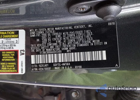 2010 Toyota Venza Base V6 from USA, damaged, VIN 4T3BK3BB6AU045489